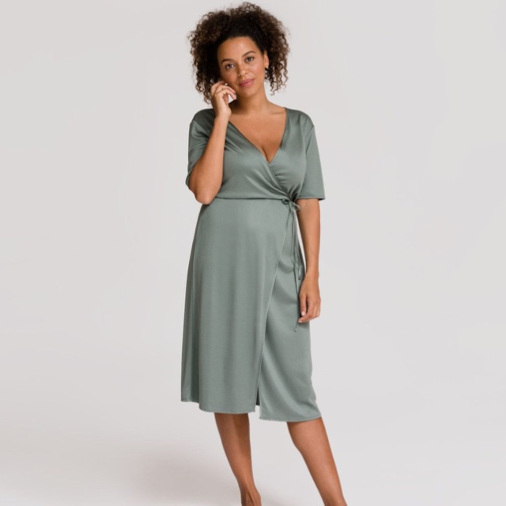 NWT Grana silk jersey wrap dress xxs moss g…